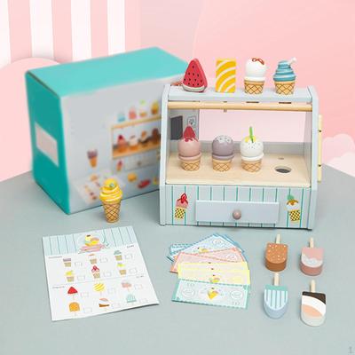 Деревянный игровой набор для мороженого, набор игрушек для еды, обучающая деятельность, дерево