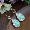 Arabic Gold Color Bridal Wedding Jewelry Set Mint Green Crystal Women Necklace Earring Bijoux Gift