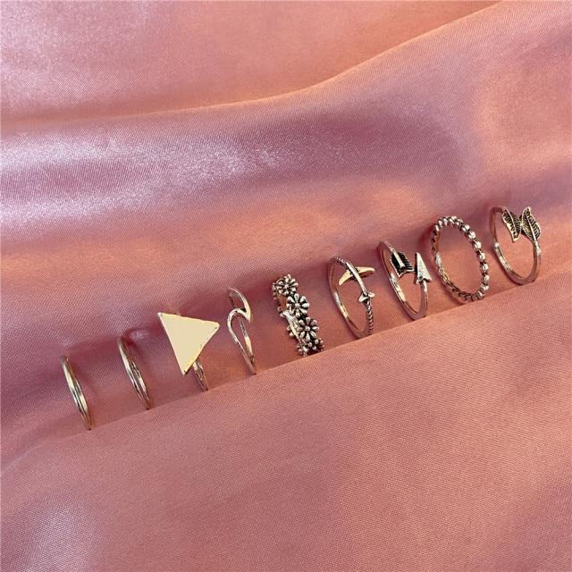 6 шт. Винтажный готический набор колец с бабочкой и цветком, многоэлементный набор для женщин и мужчин, ретро-персонаж, подарки на палец