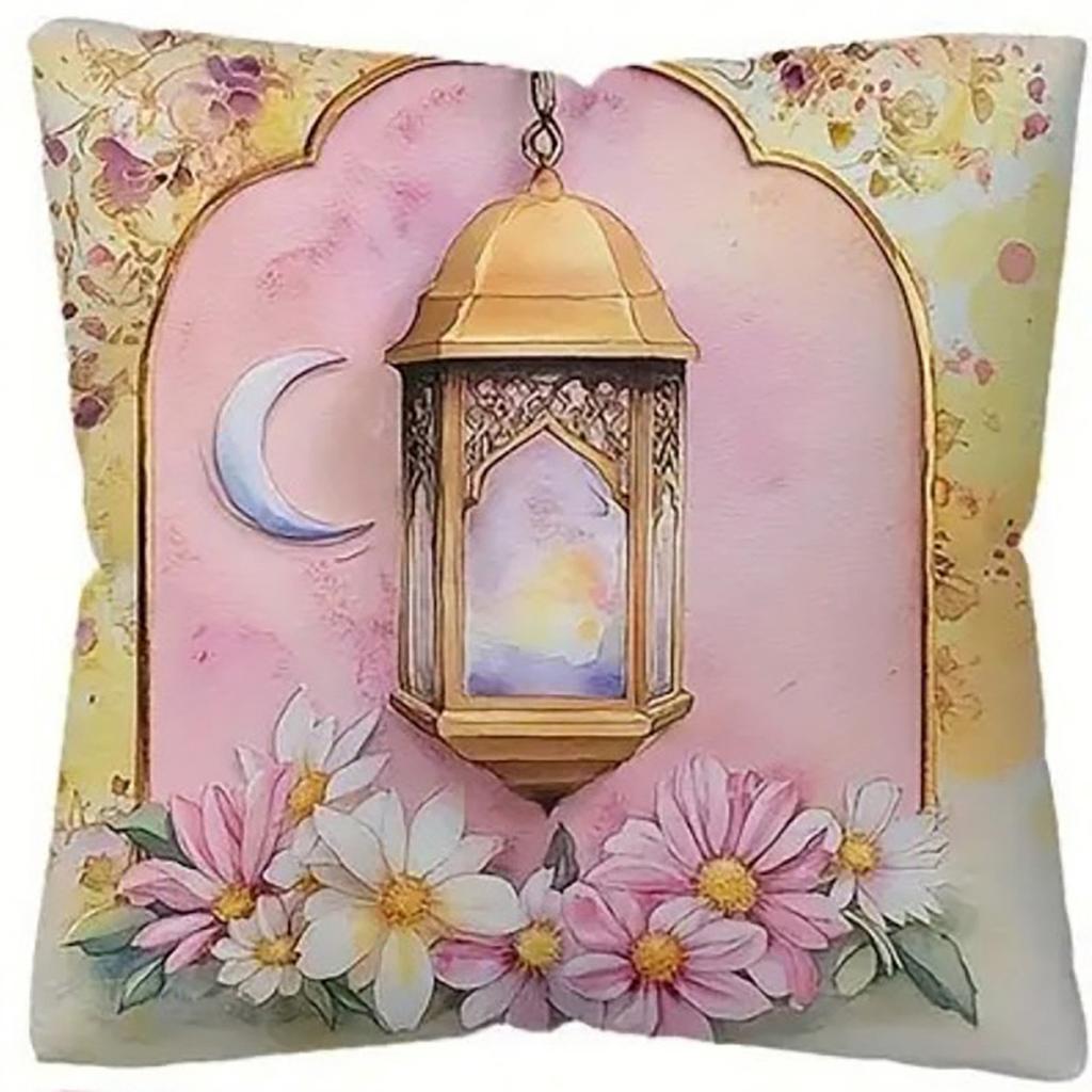Ethnic Moon Lantern Flower Pillowcase Festive Sofa Cushion Cover Bedroom Pillowcase Waist Pillowcase