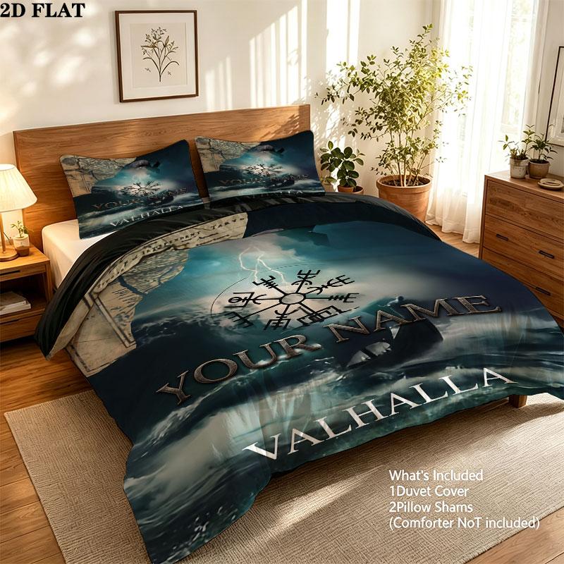 Custom Viking Bedding Quilt Set Quilt Cover Pillowcase Home Decoration Birthday Gift (1 * duvet cover + 2 * pillowcase, without core)