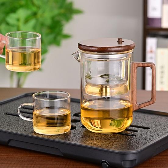 550/750 мл чайник с заварником деревянная ручка чайник из боросиликатного стекла чайник с разделением воды