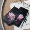 Purple Crystal Flower Painted Pattern Flip Wallet PU Leather Case with For iPhone Samsung Umidigi Infinix  TECNO...Suitable for Over 900 Phone Models