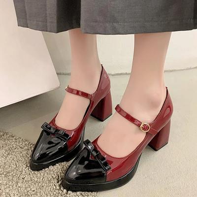 Мода Высокие каблуки Лолита Женская обувь Bow 2024 Новая мода Мэри Джейн Летняя обувь Женские босоножки с короткими каблуками Платье Вечеринка Mujer Zapatos Туфли-лодочки