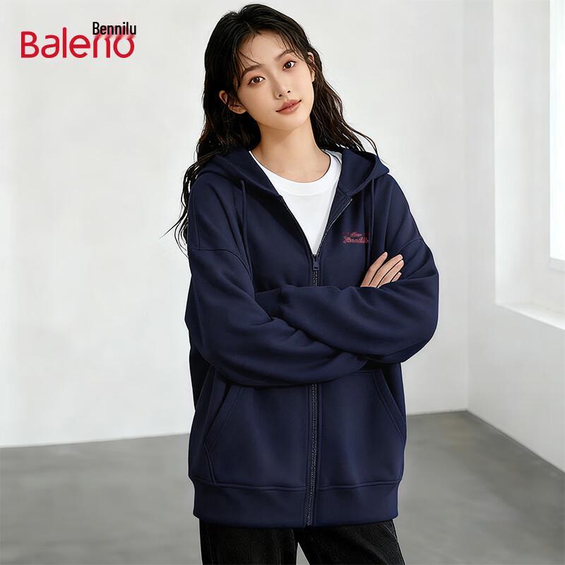 Baleno Unisex Relaxed Fit Hooded Full-Zip Sweatshirt Cardigan