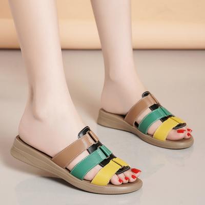 Женские шлепанцы, сандалии на открытом воздухе, нарядные повседневные прогулочные коричневые сандалии с открытым носком