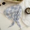 Silk Scarf New Versatile Plaid Headscarf Headband Hair Tie Multi-purpose Neck Scarf Triangular Scarf Waist Stack Wear