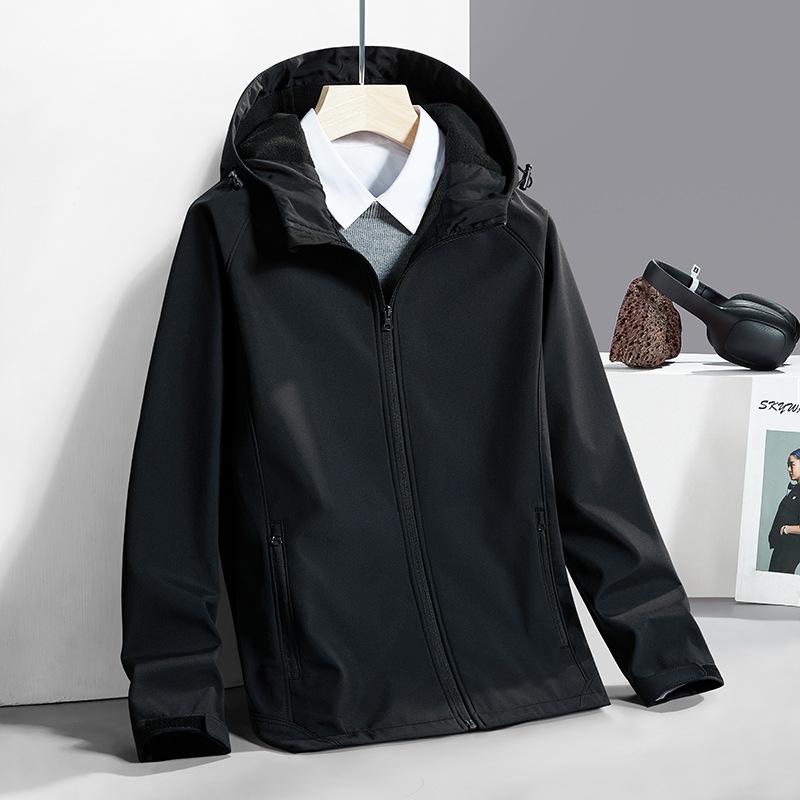 New Soft Shell Outdoor Jacket for Men and Women, Autumn and Winter Solid Color Single-sided Fleece Jacket