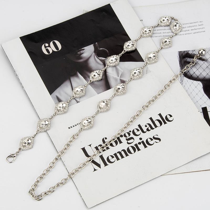 Новая квадратная круглая цепочка на талию, инкрустированная стразами, декоративный тонкий ремень для женского платья, высококачественная металлическая цепочка на талию