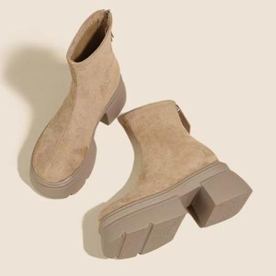 Женские зимние ботинки на платформе и щиколотке, замшевые туфли на высоком каблуке, зимняя плюшевая теплая обувь, женский бренд 2025 года, тренд, удобные ботинки для ходьбы, женские ботинки