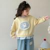Мультяшный свитшот с круглым вырезом для девочек - Модный корейский стиль 2025, Весна/Осень, Универсальный повседневный топ для маленьких девочек