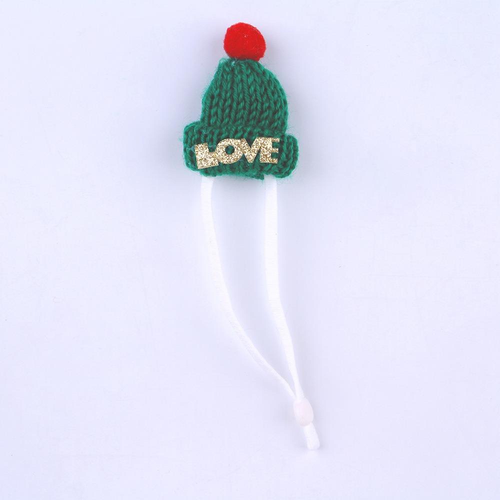 Knitted Hamster Christmas Hat Adjustable Pet Costume Headwear Cute Santa Beanie Festive Dress-Up