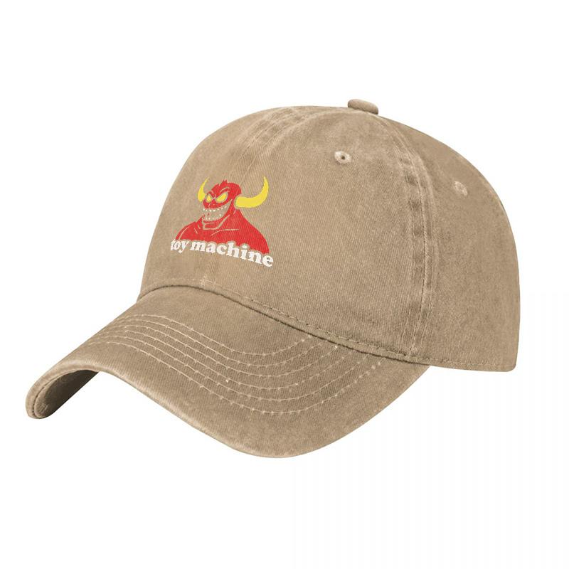 Toy Machine Devil Logo Washed Canvas Baseball Cap Classic Fit Adjustable Hat Streetwear Style Design