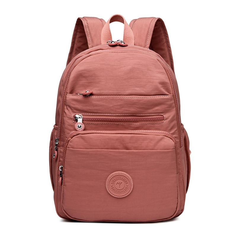 Lightweight Backpack Women Nylon Backpack Solid Color Travel Bag Student Schoolbag