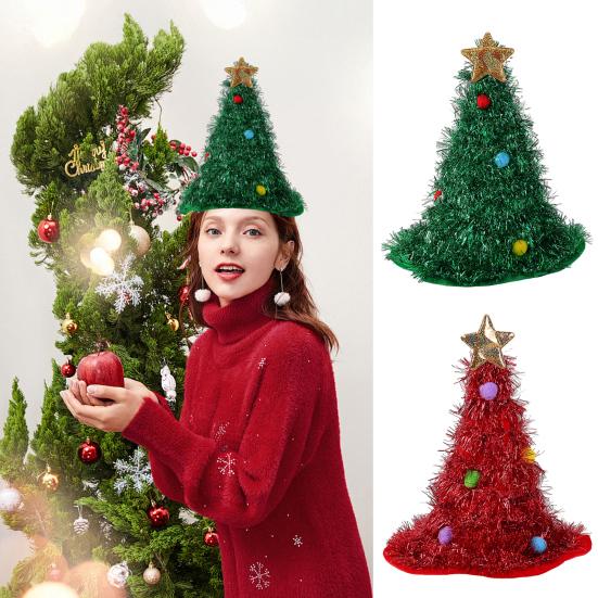 Christmas Tree Hat Glitter Tinsel Santa Hat for Adults Children Funny Holiday Party Acceesory for New Year Christmas Supplies