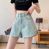 High-waisted Shorts for Women In Summer A-line Slimming Thighs Denim Wide-leg Pants Loose Side Slit Pants