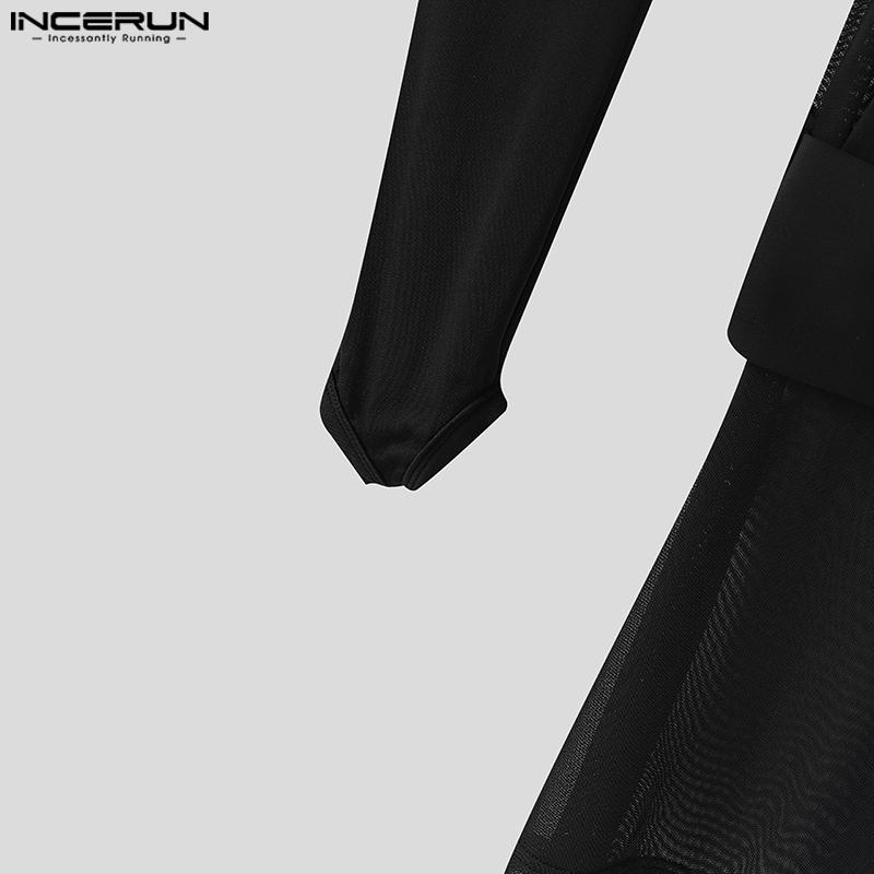 INCERUN Мужские майки без рукавов в полоску с сетчатыми вставками, прозрачные, облегающие, с накидными рукавами