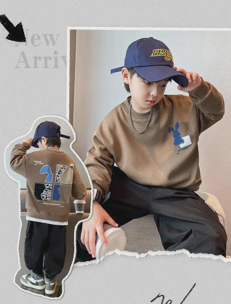 2024 Мальчики Круглый вырез Свитшот - Весна/Осень Модный Топ для Детей