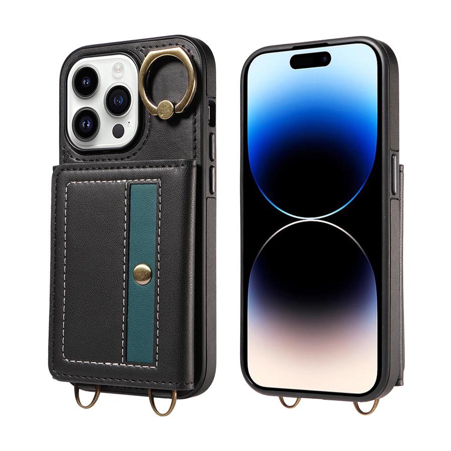 Роскошный кожаный чехол через плечо с металлическим кольцом для Samsung Galaxy A52 A72 A22 A32 A73, женский держатель с отделениями для карт, чехол для телефона Samsung S24 S23 S222 Plus