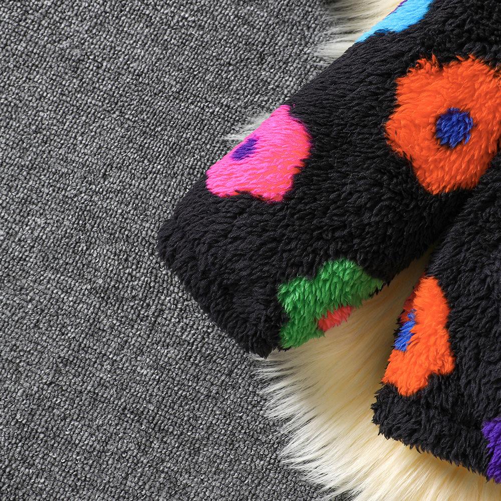 Детская одежда Новая осенне-зимняя куртка из плюша с красочным принтом мелких цветов для девочек