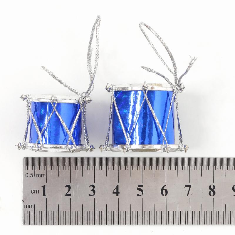 2.5-3.5CM 12Pcs Colorful Drums Hanging Ornaments Xmas Tree Glitter Pendants for Home Party Noel Gifts New Year Gifts Navidad