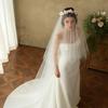 SLBRIDAL Ручная работа Искусственный Цветочный Венок Ободок Фата Свадебные Аксессуары для Невесты Mariage Женская Вечеринка