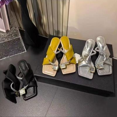 Женская обувь Туфли на толстом каблуке с водяным бриллиантом Верхняя одежда Сандалии Полукаблуки Шлепанцы