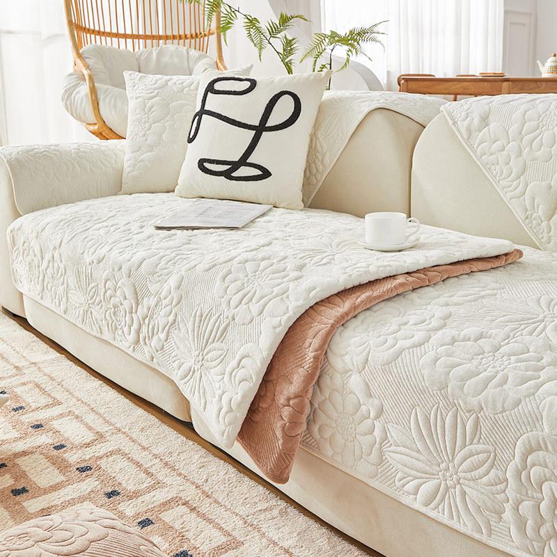 Зимний утолщенный плюшевый коврик для дивана с принтом, противоскользящий и пылезащитный чехол для дивана, L-образный диван, полное покрытие, диван, полотенце, наволочка