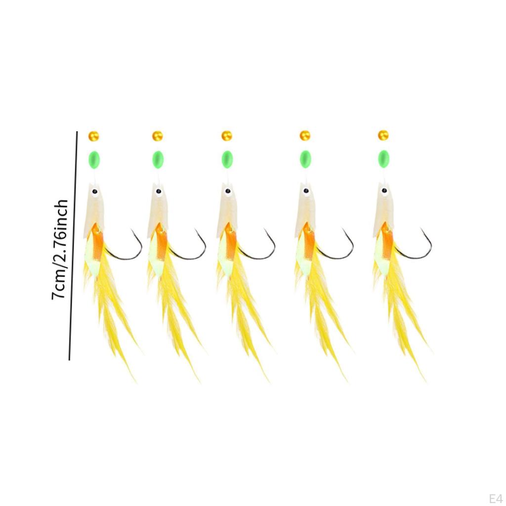 5 рыболовных снастей со светящимися бусинами и крючками для пресноводной и соленой воды