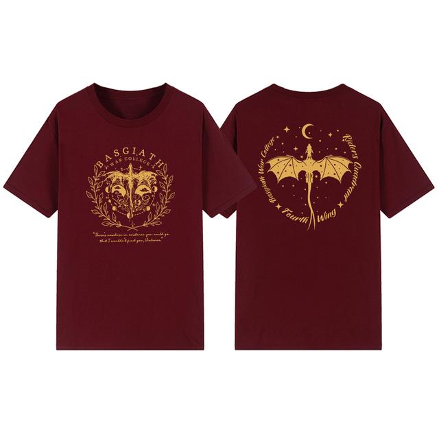 Двусторонняя футболка «Четвертое крыло» Basgiath, футболка военного колледжа, женская одежда, винтажные футболки с короткими рукавами и рисунком, футболка Bookish