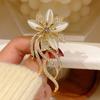 Trendy Female Moonstone Crystal Flower Brooch Charm Gold Color Plant Brooches For Women Luxury Zircon Pin Dress Coat Accessories