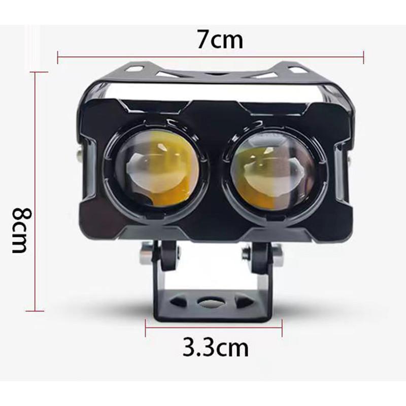 DC12-80V Мотоциклетный светодиодный прожектор с двумя линзами Прожектор Мотоциклетный вспомогательный противотуманный фонарь Двухцветный белый желтый свет