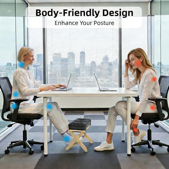 Деревянная подставка для ног под стол с нескользящей резиновой поверхностью. Эргономичная подставка для ног для домашнего офиса, игр, поддержки осанки при работе.