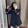 Brit Style Women's Casual Suit Jacket with Embroidery, Korean Fashion Long Sleeve Coat for Spring