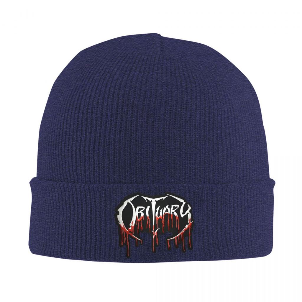 Логотип группы Obituary Смертельный металл Шапка-бини для водителей Грузовика Теплая вязаная шапка Хип-хоп Шапка-бини Осень Зима Уличные шапки-бини для мужчин Женщин Взрослых