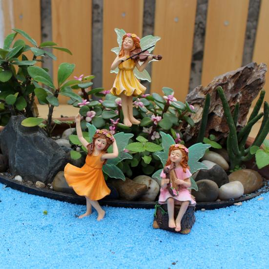 5 шт. Мини-фигурки фей, смоляные цветочные феи, украшение для цветочного горшка, крошечные вставки