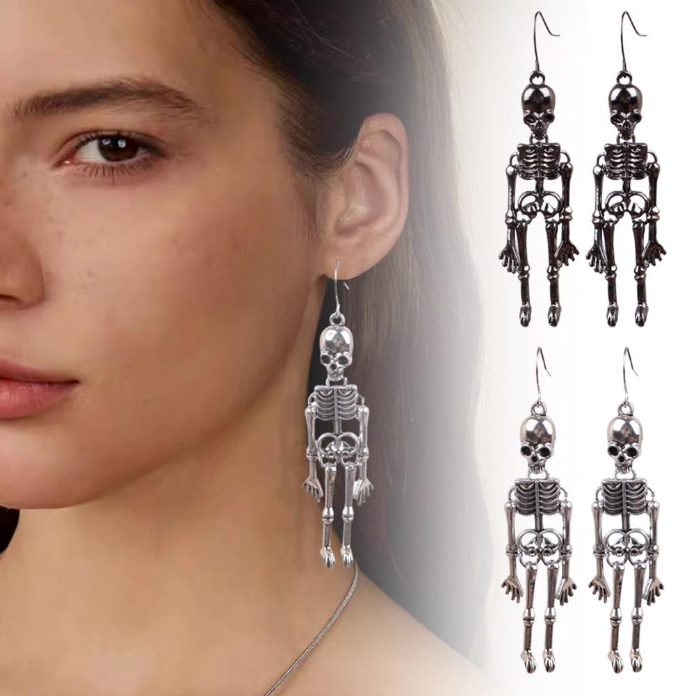 Серьги-подвески в виде скелета на Хэллоуин для женщин, винтажные, забавные, готические, готические, украшения, череп J S6V5