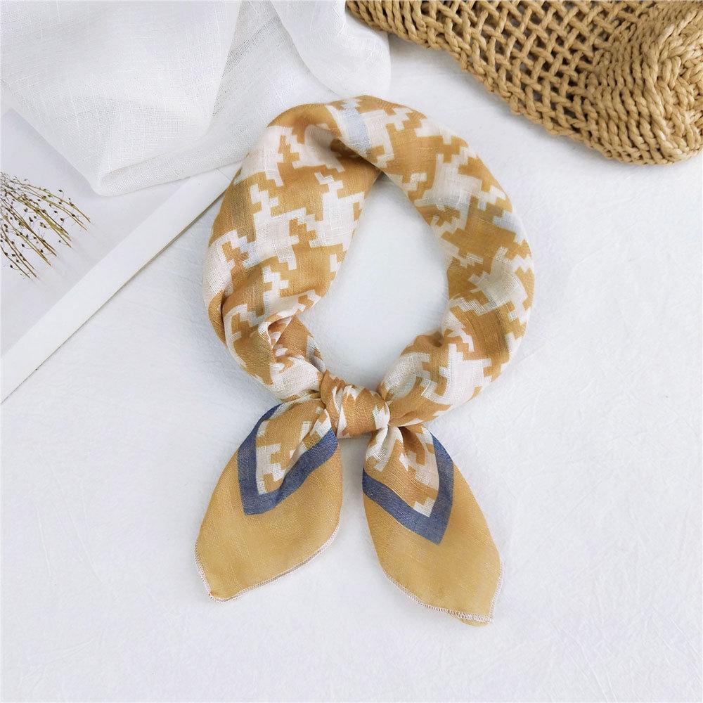 Маленький квадратный шарф из хлопка и льна, шелковый шарф, женский, весна и осень, новый стиль, художественный и универсальный, модный, темпераментный шарф-повязка на голову