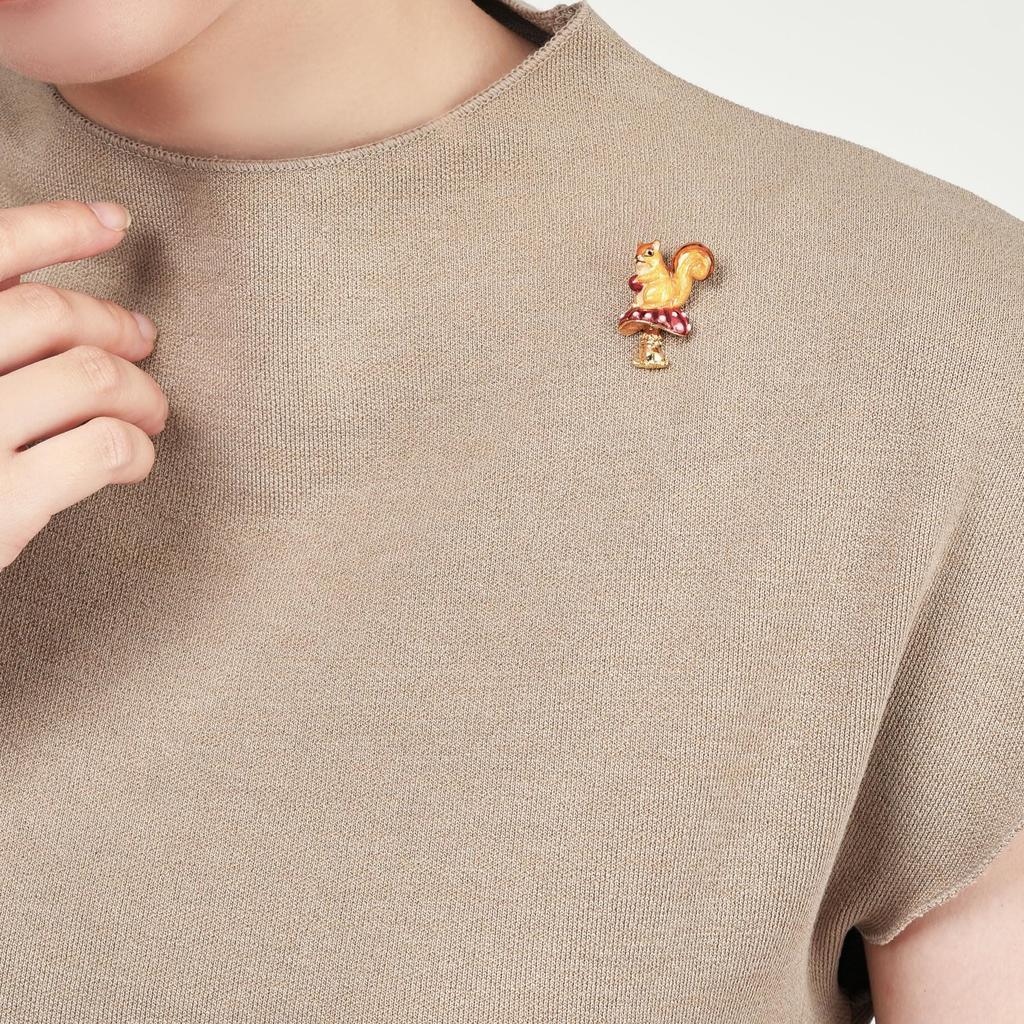 Squirrel & Mushroom Brooch VBRV4663 R2 [Vendome Boutique]