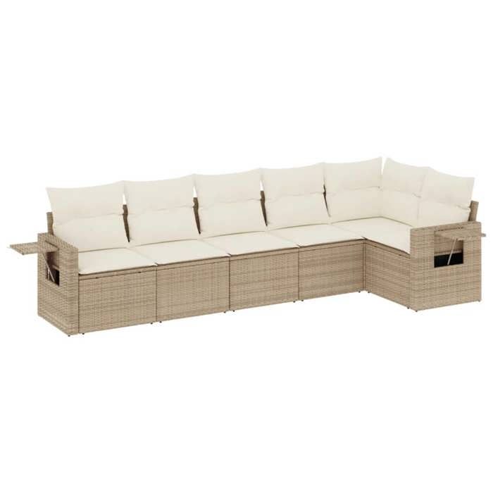 VidaXL Salon de Jardin avec Coussins 6 pcs, Canapés de Terrasse, Ensemble de Meubles de Patio, Mobilier d'Extérieur, Beige 3252525
