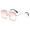 Очки Квадратные Солнцезащитные очки с большой оправой Мужские Многоугольные Розовые Металлические Солнцезащитные очки Женские Осенне-зимние