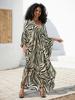 Plus Size Kaftan Bohemian Printed Summer Long Beach Dress Women Homewear Outfit Swim Suit Cover Up Loose Caftan