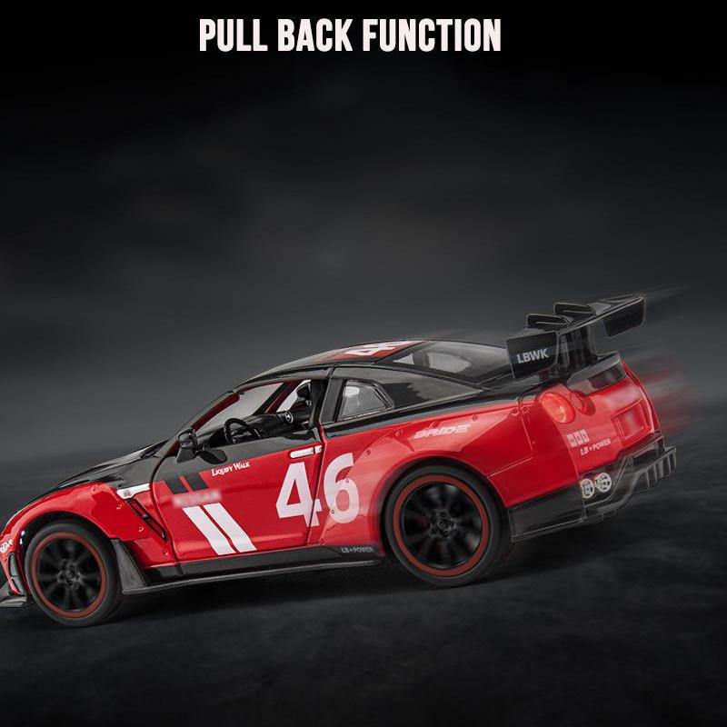 Масштаб 1/22 GTR Racing, литая под давлением модель автомобиля, игрушечный автомобиль с откатным механизмом, звуком и светом для детей, коллекция подарков для мальчиков и девочек