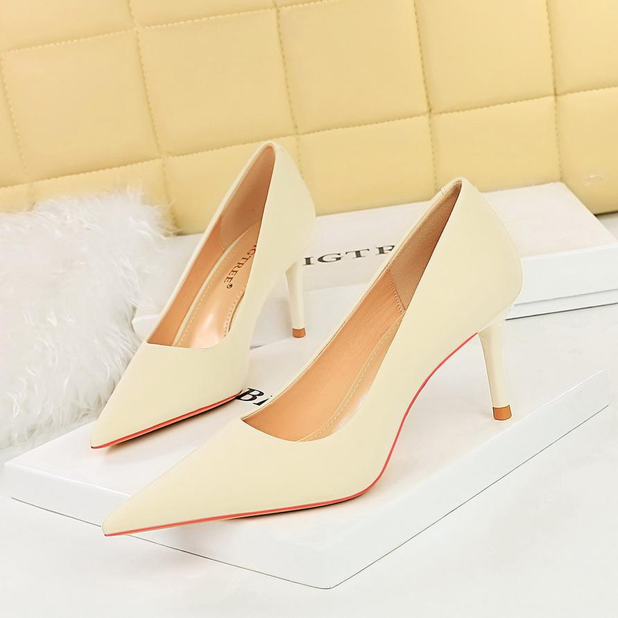 Women's Fashion Slim Heels High Heels Shallow Mouth Pointed Toe Versatile Commuter Single Shoes