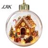 3D Winter Scene Decor Glowing Christmas Story Ornament, Light Up Mini Holiday Hanging Ornaments, Acrylic Festive Party Clear Ball Decoration for Xmas
