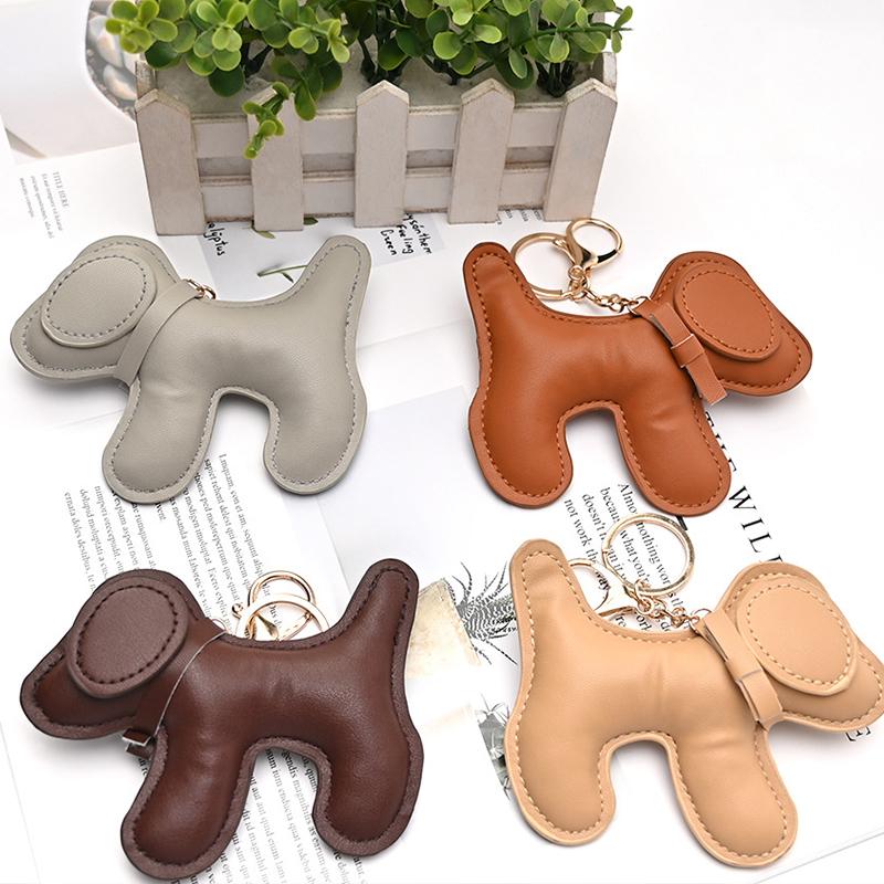 Женщины Девушки Подвеска Креативный Однотонный Сумка Украшения Брелок DIY Мультфильм Собака Милый PU Кожа Модный Подарочный Аксессуары