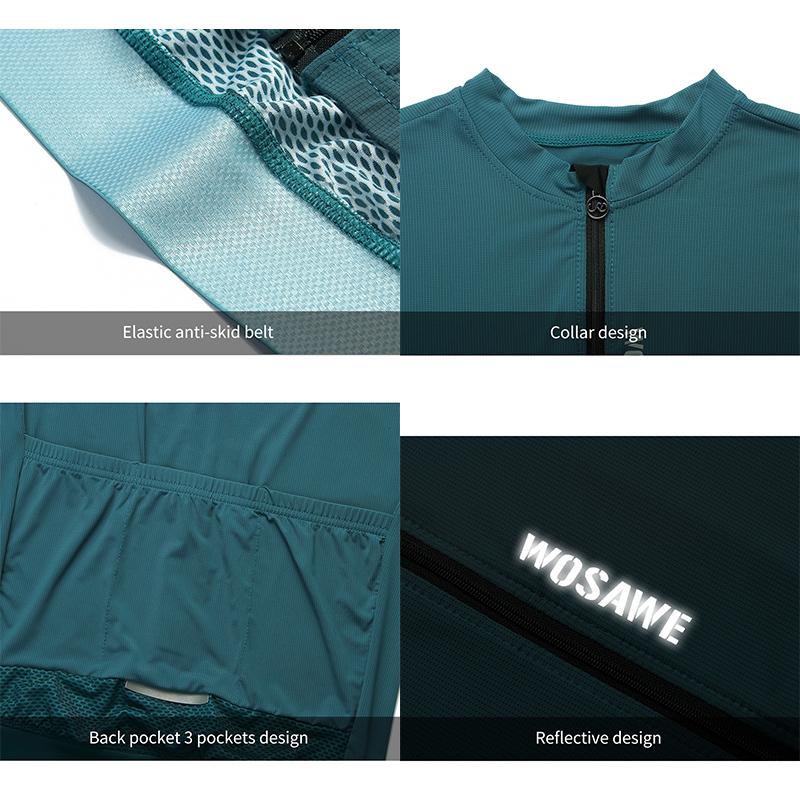 Wosawe Мужские трикотажные костюмы для велоспорта, дышащие топы, спортивная одежда, рубашки, летние комплекты, дышащие рукава, гелевые брюки 3/4, светоотражающие брюки