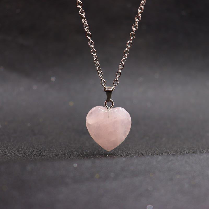 JMXD-европейский и американский натуральный камень, кристалл аметиста, порошок кристалла, кулон в форме сердца любви, кулон из грубого камня, простое ожерелье в форме сердца из нефрита.