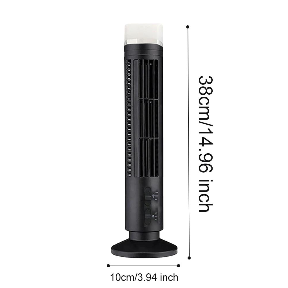 LED Tower Fan Air Bladeless Cooling Fan 2 Gear Speed Mini Vertical Conditioner USB Portable Stand Up Tower Fan for Home Office