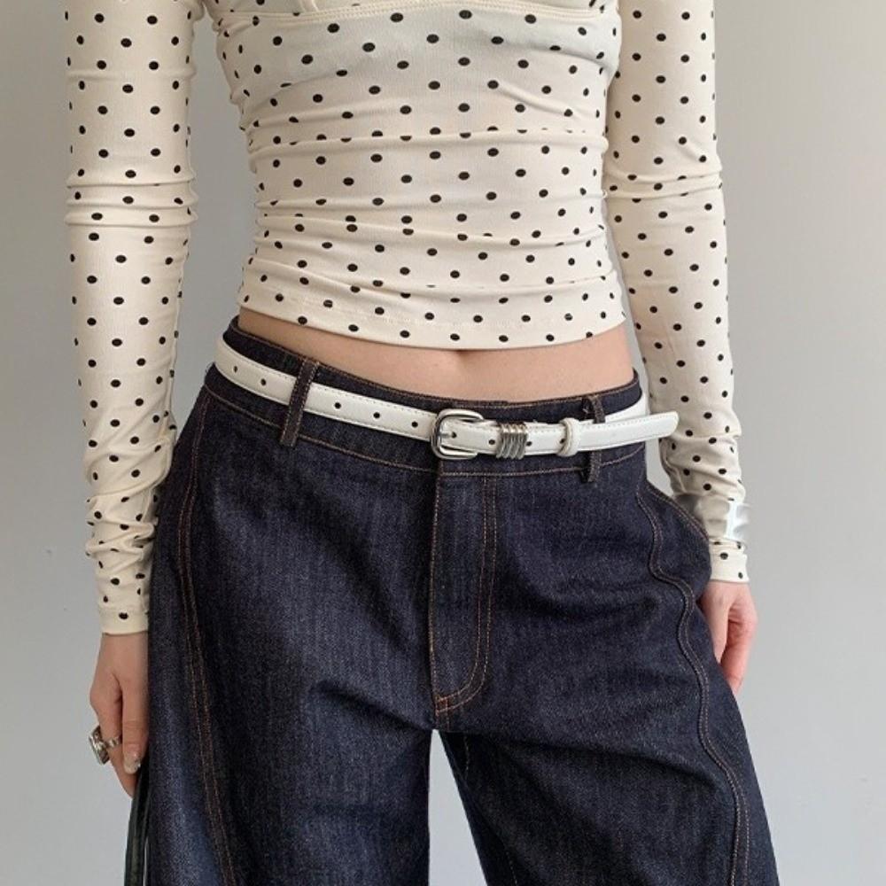 Thin Women's Belt PU Leather Dress Jeans Belt Simple Waist Belt Ladies